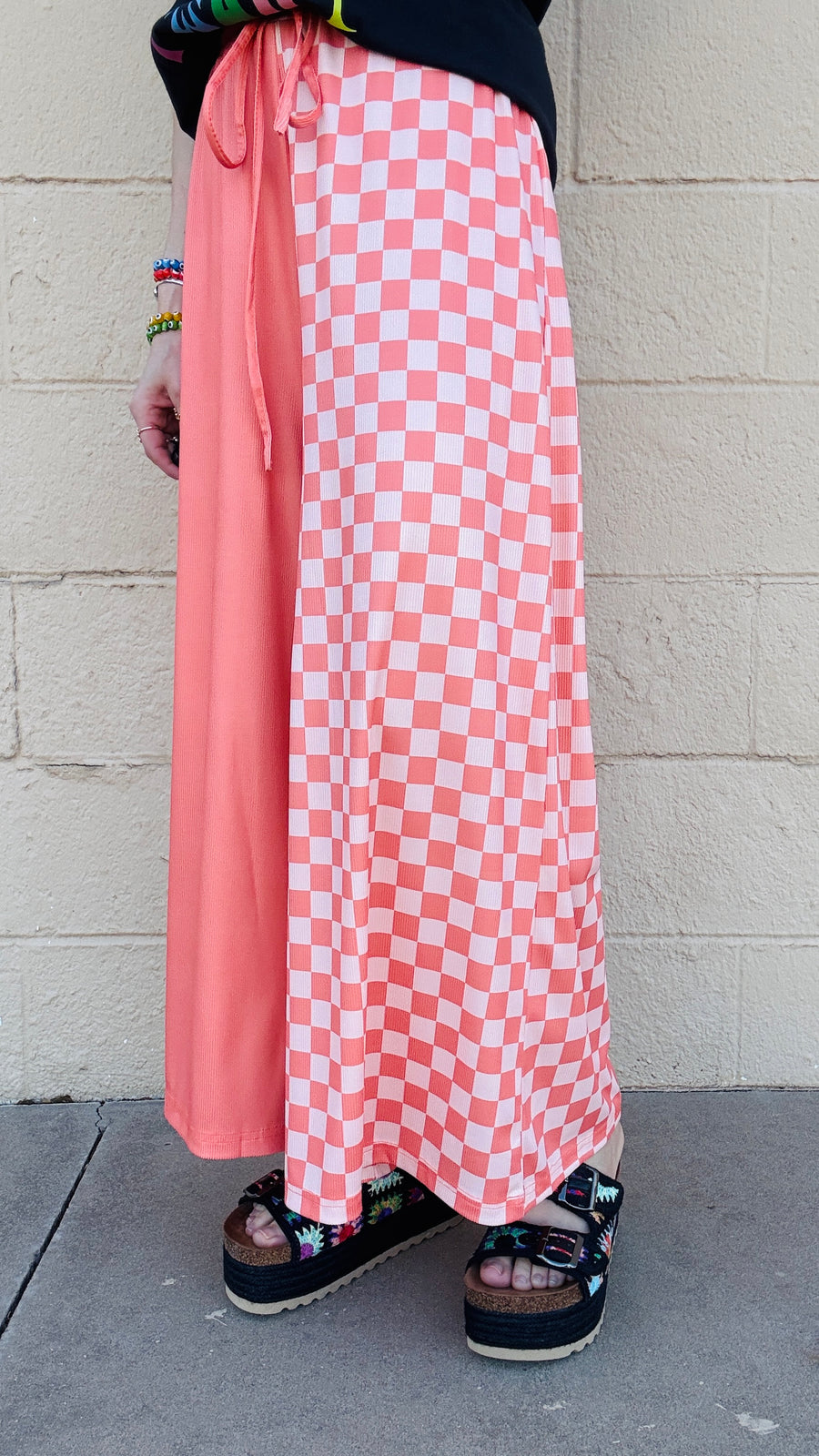 Checkmate Half & Half Pants- Salmon & Peach
