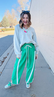 Stride and Style Windbreaker Pants- Green & White