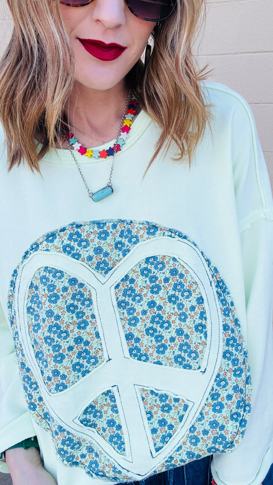 Boho Peace Patch Tee-Lime