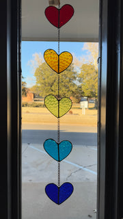 Rainbow Hearts Stained Glass Mobile