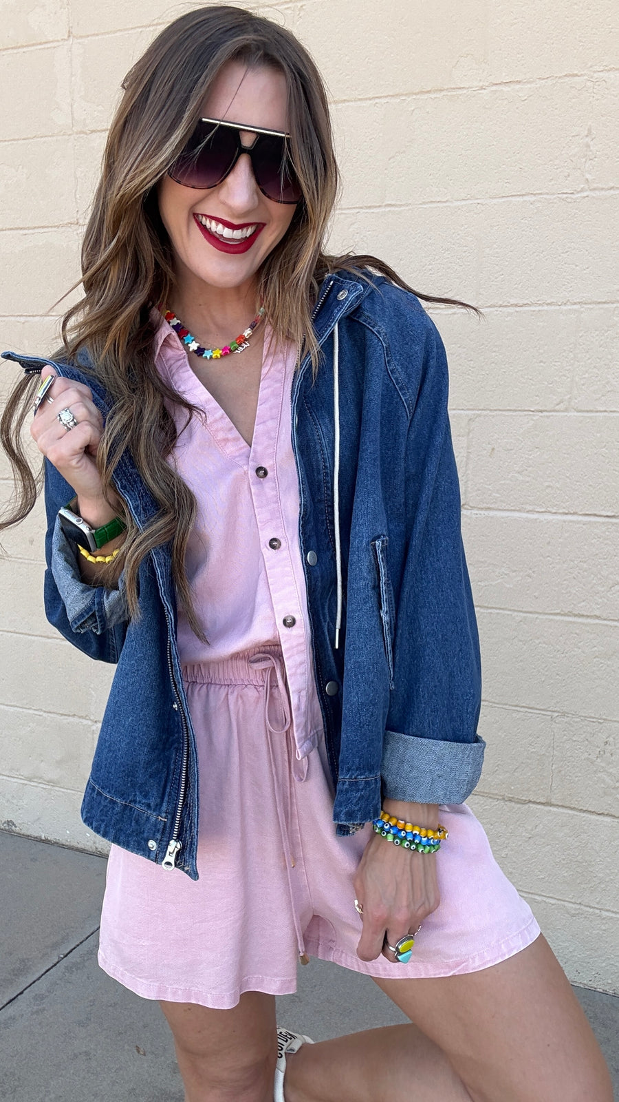 Oversized Raglan Sleeve Denim Jacket - Dark Wash