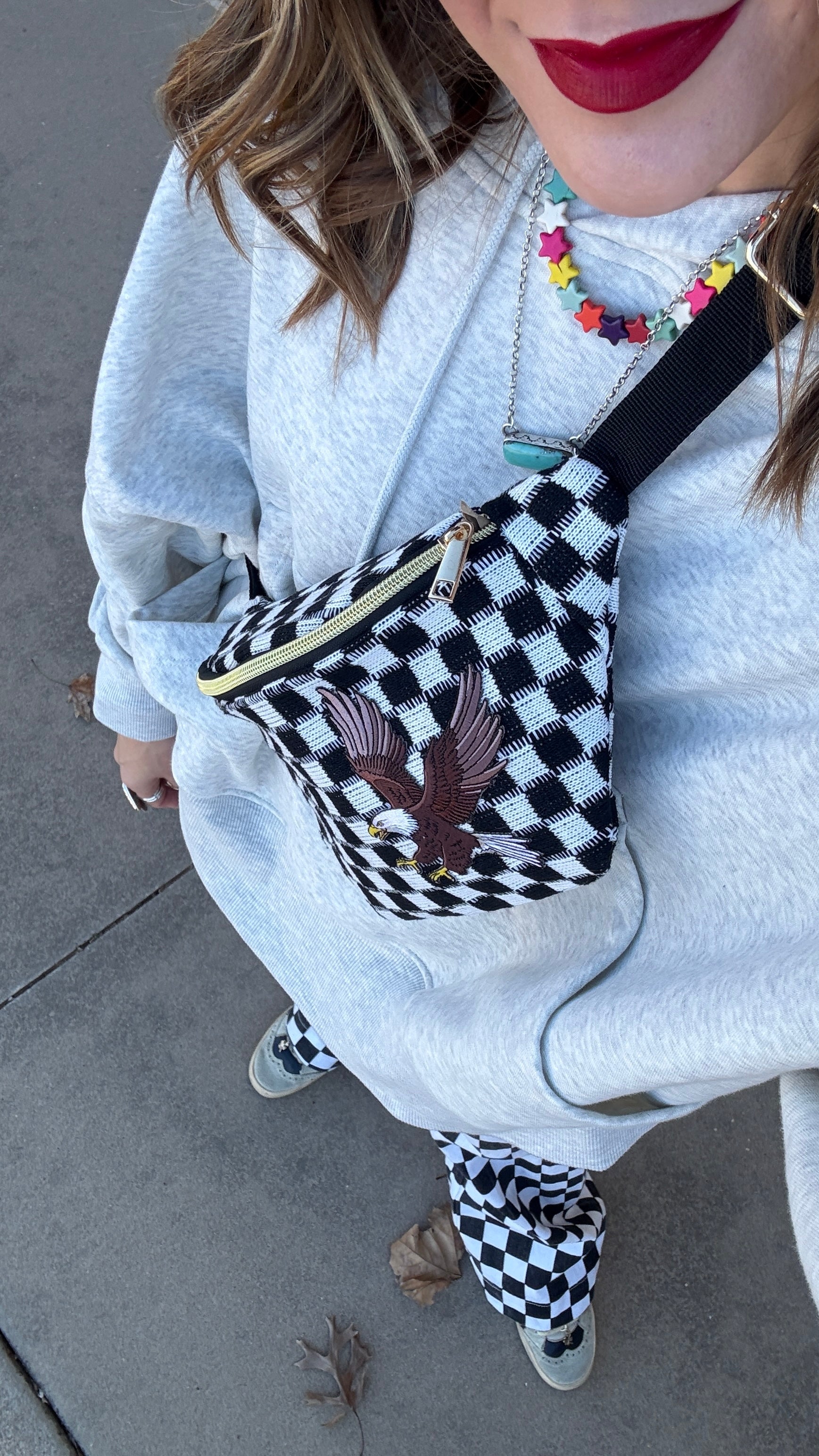 Eagle Pride Checkered Crossbody Bag