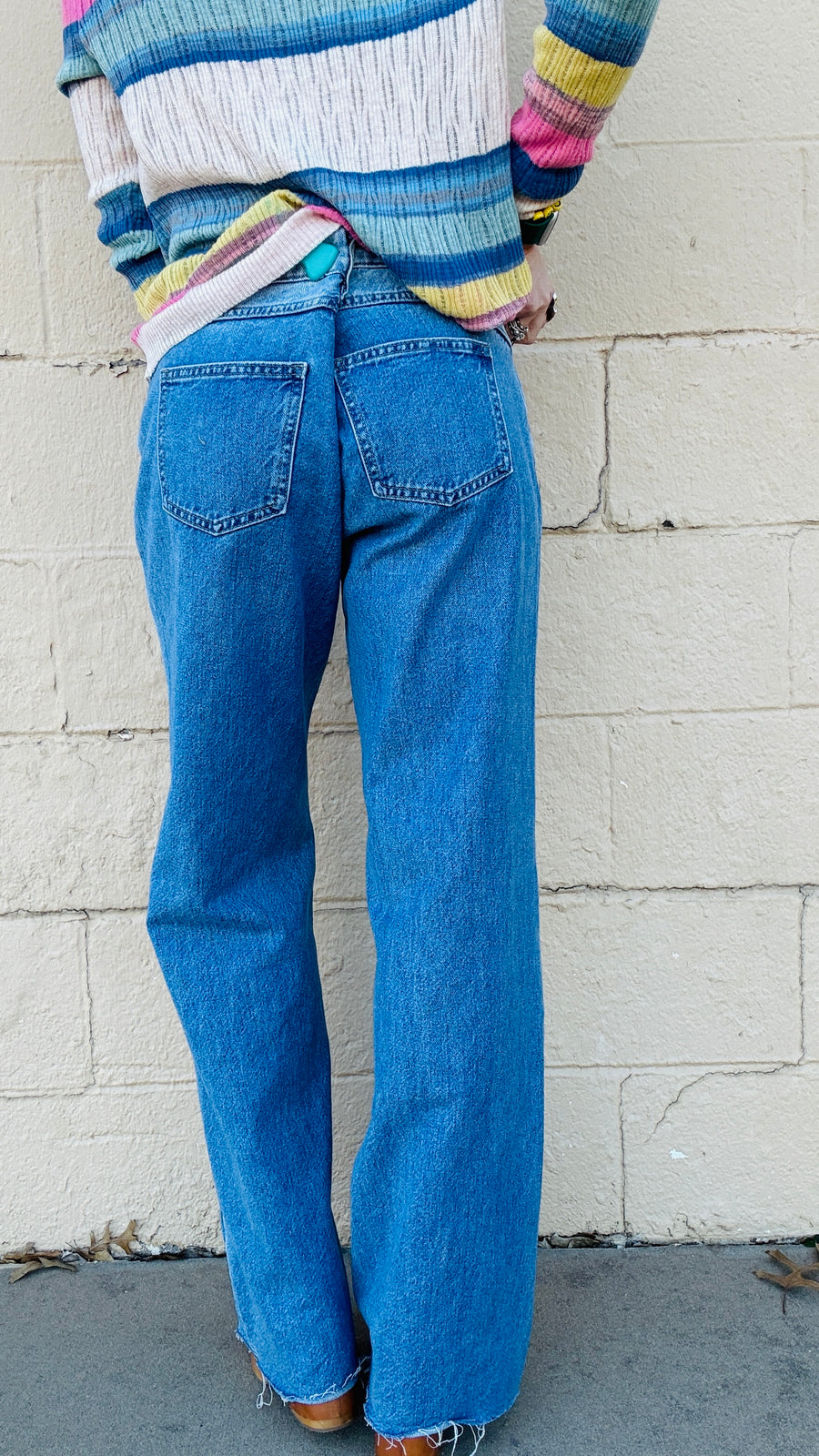 Dual Tone Straight-Leg Jeans