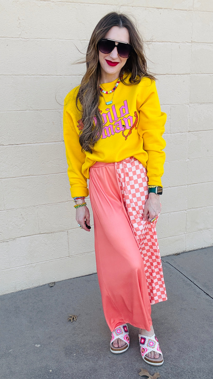 Checkmate Half & Half Pants- Salmon & Peach