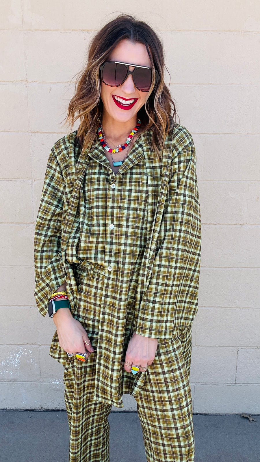 Lucky Charm Flowy Plaid Set