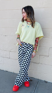 Bright Smiles Oversized Graphic Tee- Lime