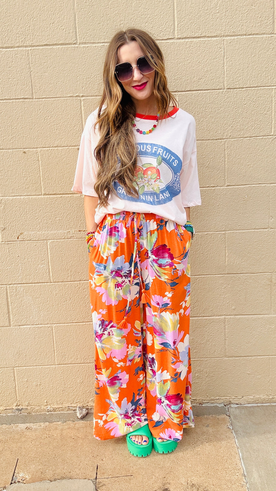 Tropical Bloom Wide-Leg Pants