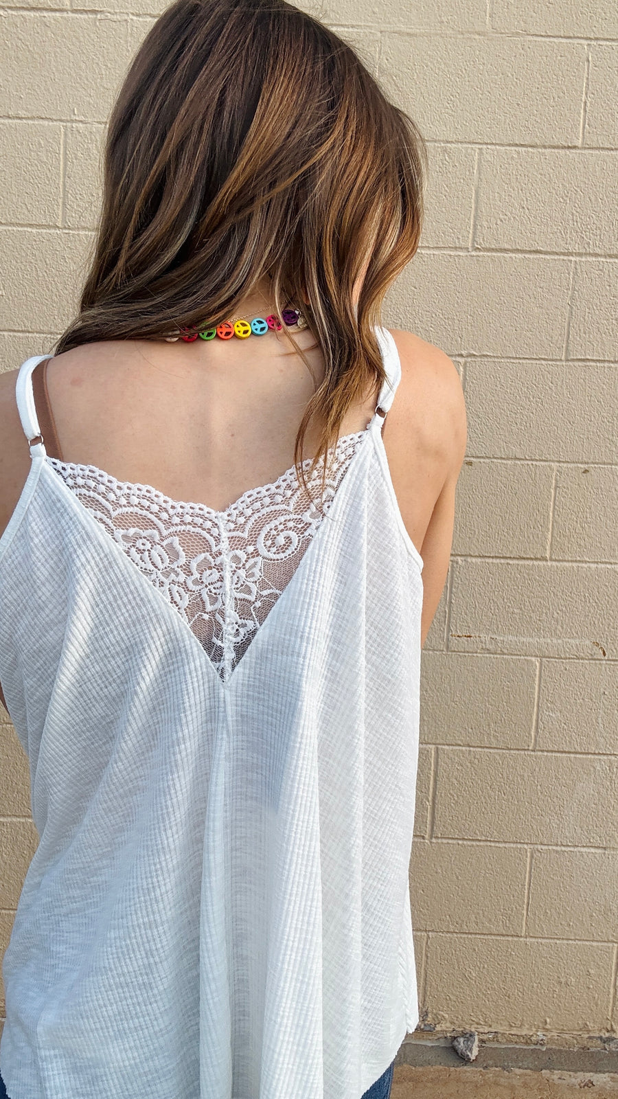 Lace Inset Dream Tank - Ivory