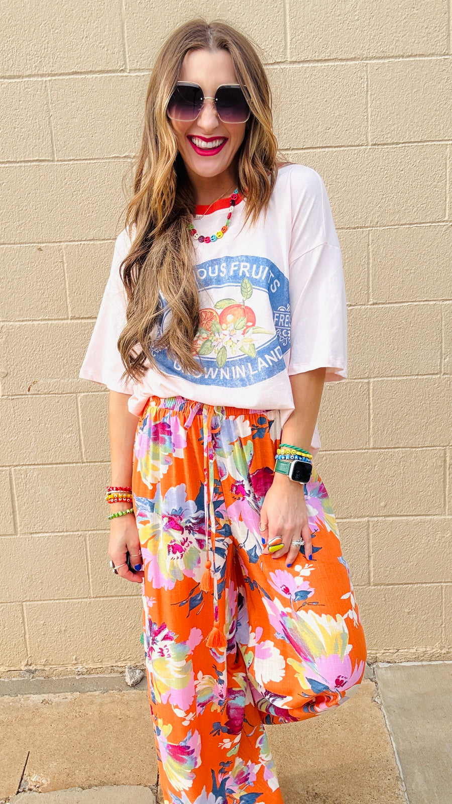 Tropical Bloom Wide-Leg Pants