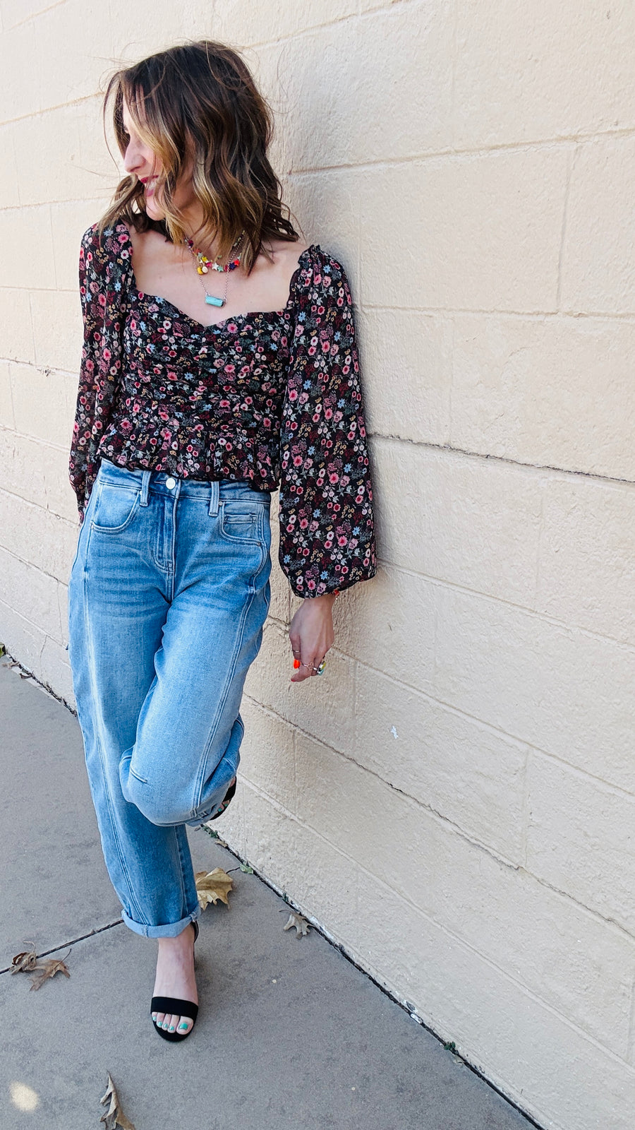 Floral Love Square Neck Mesh Blouse