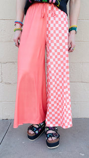 Checkmate Half & Half Pants- Salmon & Peach