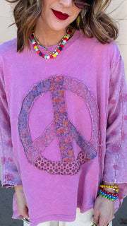 Peace & Petals Dolman Top-Dusty Rose