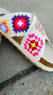 Tacoma Crochet Sandal in Sand Multi