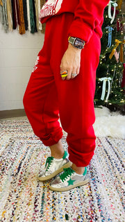 Ya Filthy Animal Graphic Holiday Sweats- Red