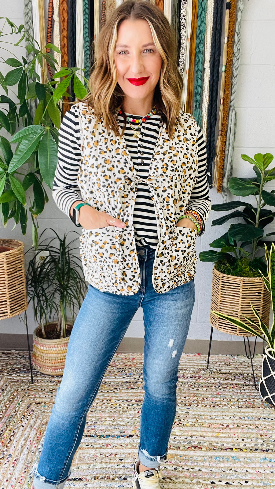 Watch My Spots Reversible Leopard Quilted Vest