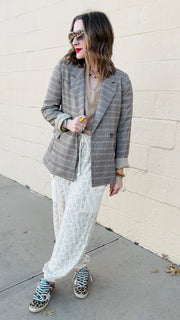 Executive Elegance Houndstooth & Plaid Blazer