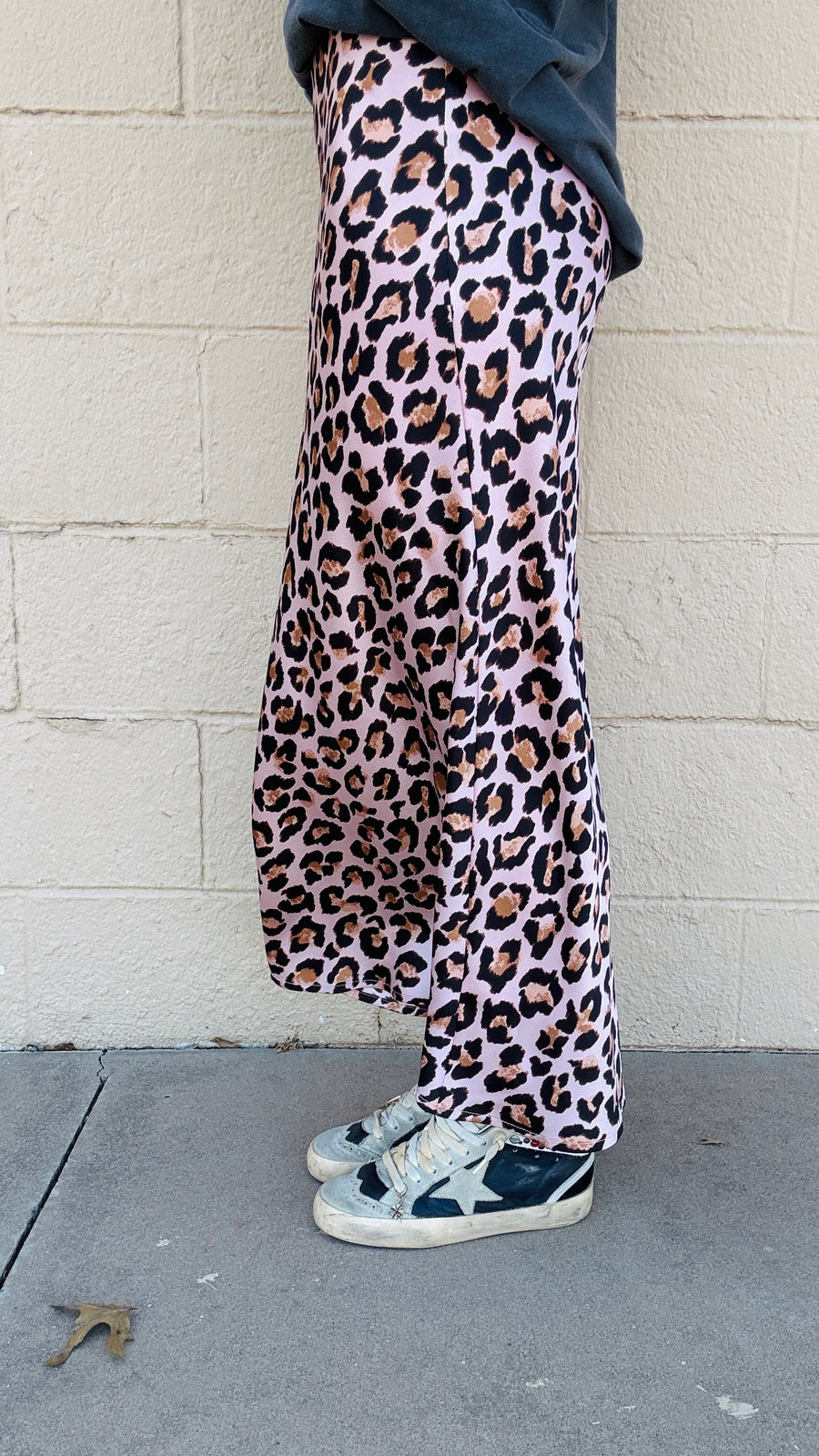 Cat Walk Leopard Print Midi Skirt- Pink