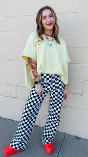 Bright Smiles Oversized Graphic Tee- Lime