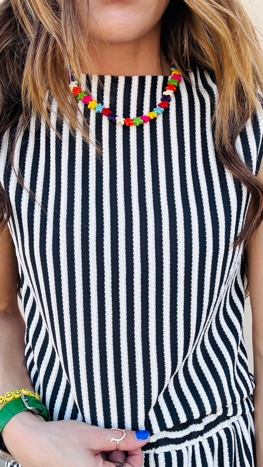 Chic Stripes Textured Top - Black & White