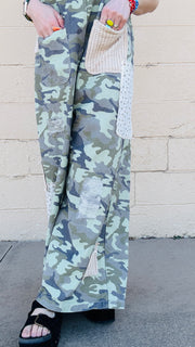 Free Spirit Patchwork Overalls- Camo