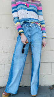 Dual Tone Straight-Leg Jeans