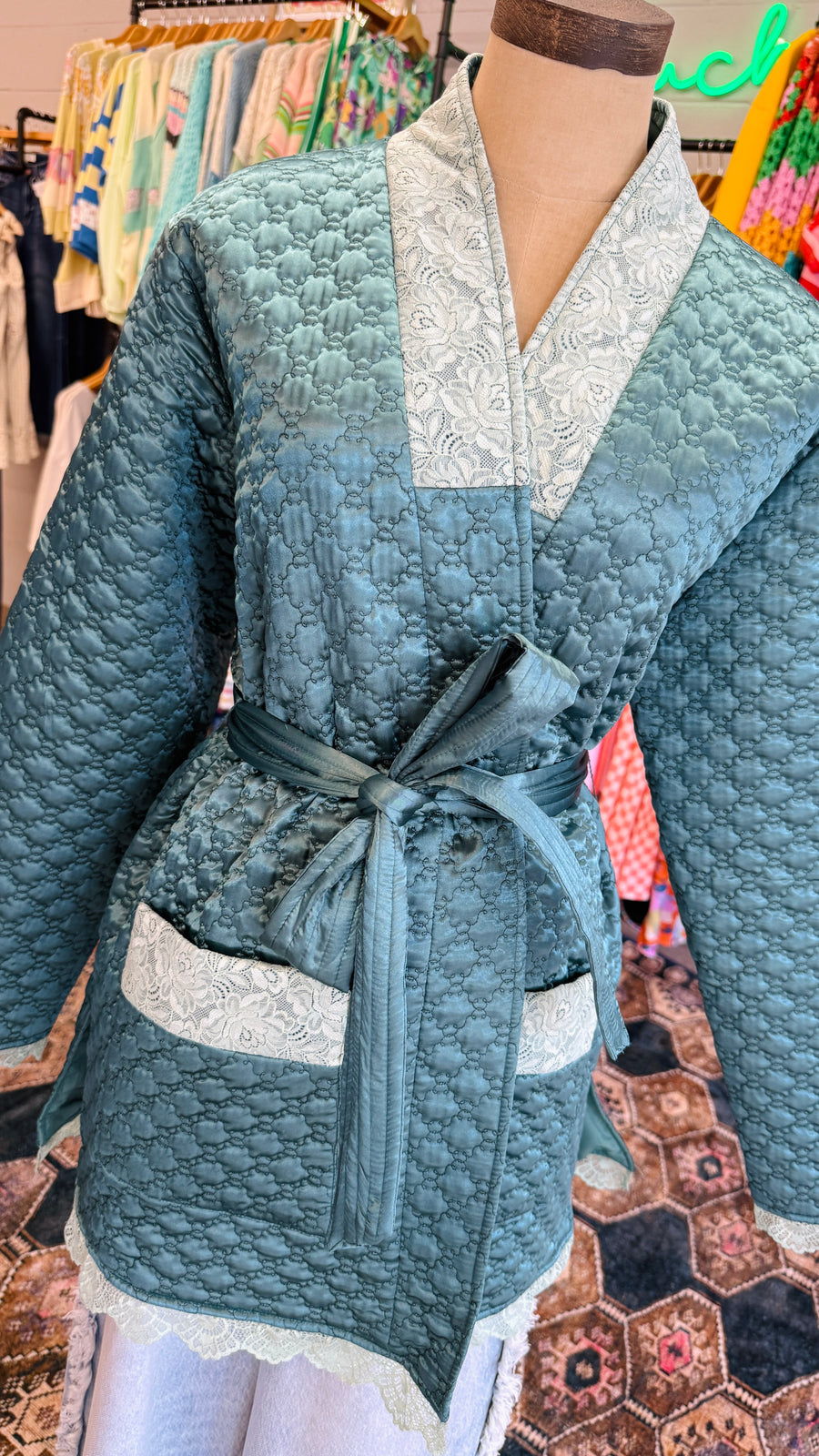 Azure Belle Quilted Smoking Jacket