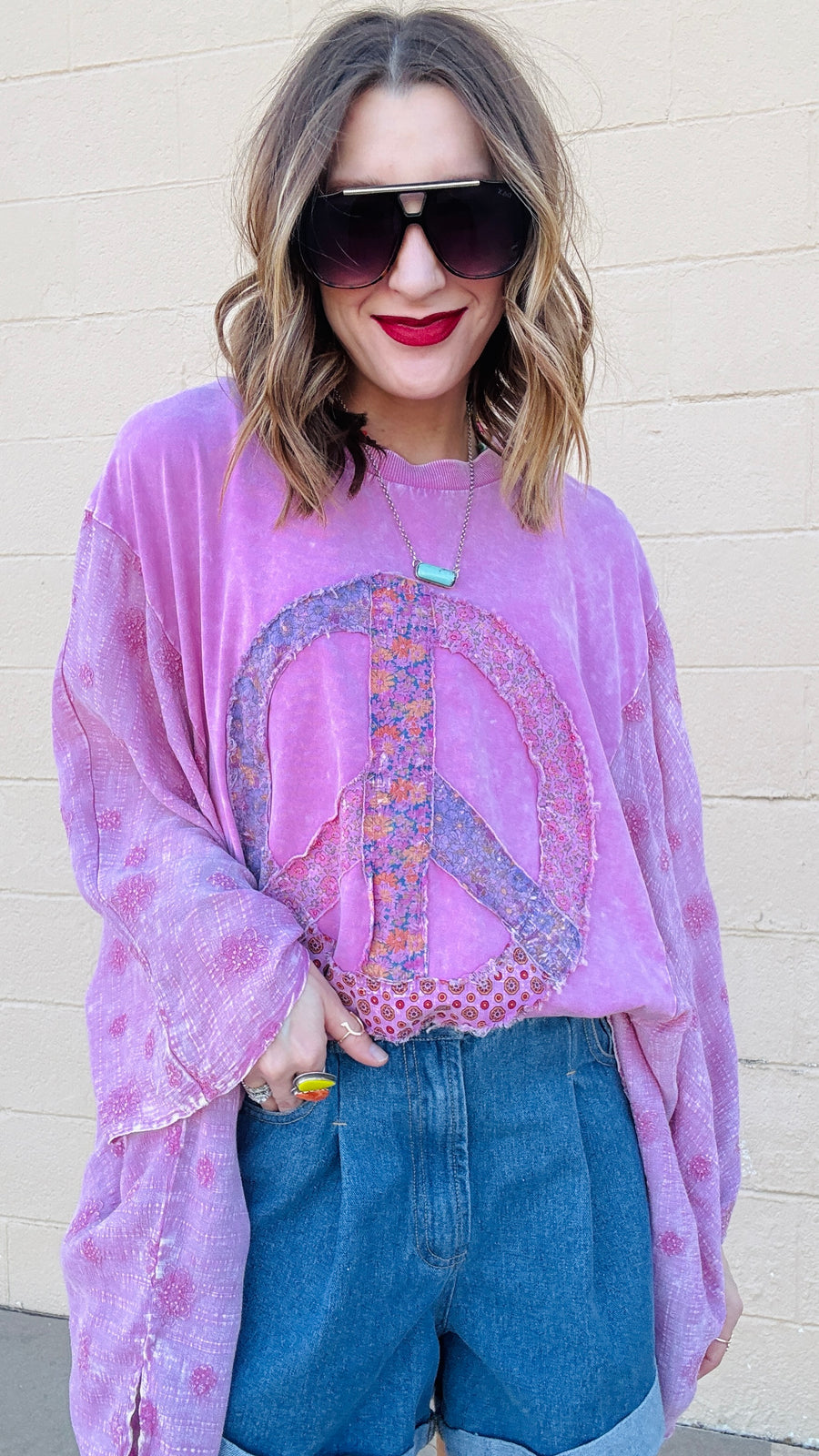 Peace & Petals Dolman Top-Dusty Rose