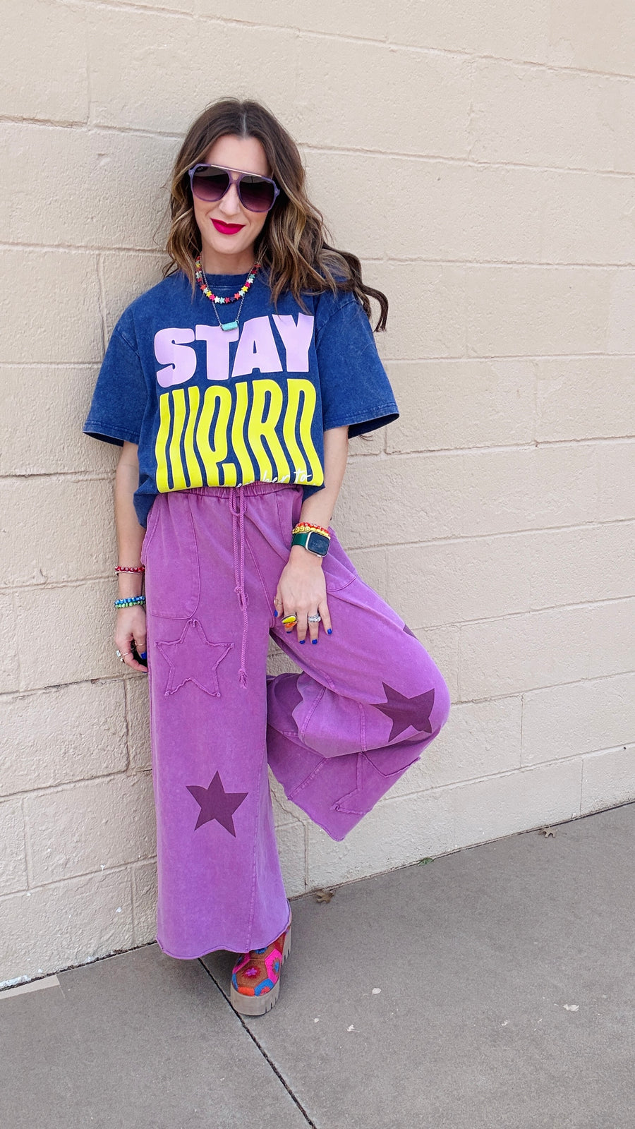 Stay Weird Acid Wash Tee