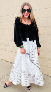 Black Velvet Square Neck Top- Black