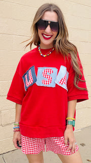 Patriotic Patchwork Sweatshirt