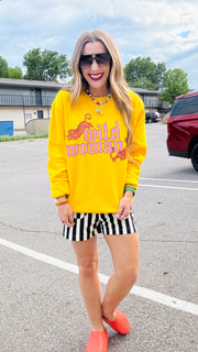 Wrenlee Waffle Knit Striped Shorts- Black & White