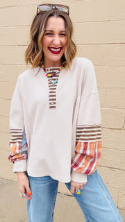 Pretty in Plaid Waffle Knit Top