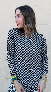 Black and White Checkered Mesh Top