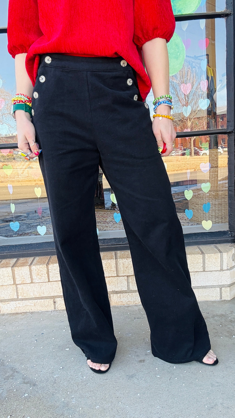 Class Act Twill Wide Leg Pants- Black