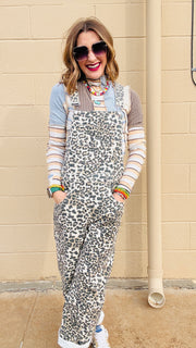 Wild Woman Leopard Print Denim Overalls