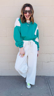 Cassie Ecru Wide Leg Sweats