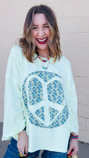 Boho Peace Patch Tee-Lime