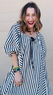 Kelsi Black & White Stripe Oversized Dress