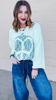 Boho Peace Patch Tee-Lime