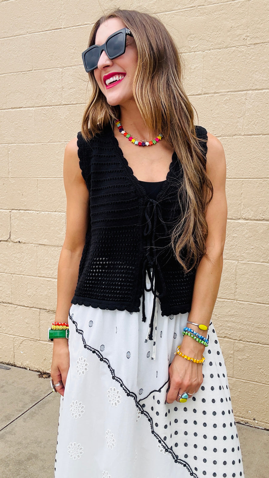 Shadow Petal Tie-Front Sweater