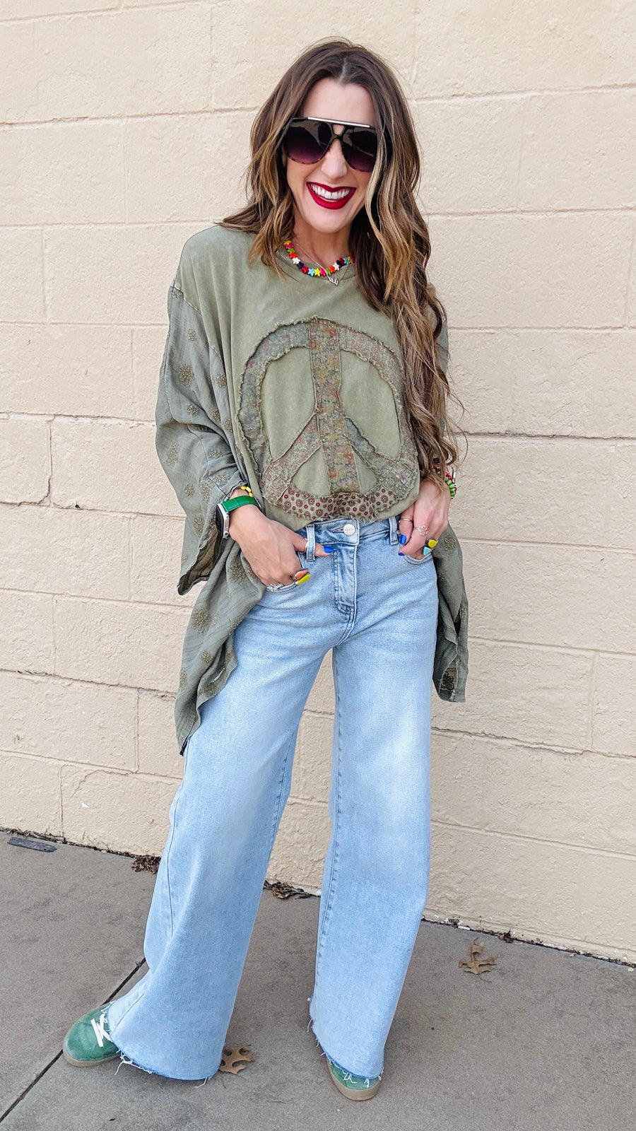 Peace & Petals Dolman Top-Olive