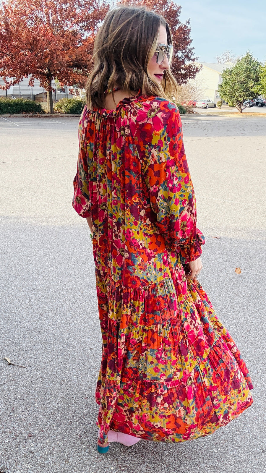 Boho Beauty Mixed Floral Maxi Dress- Olive Mix