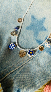 Golden Hearts & Blue Blooms Necklace