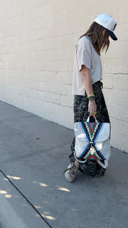 The Wanderer Beige & Multicolored Aztec Backpack