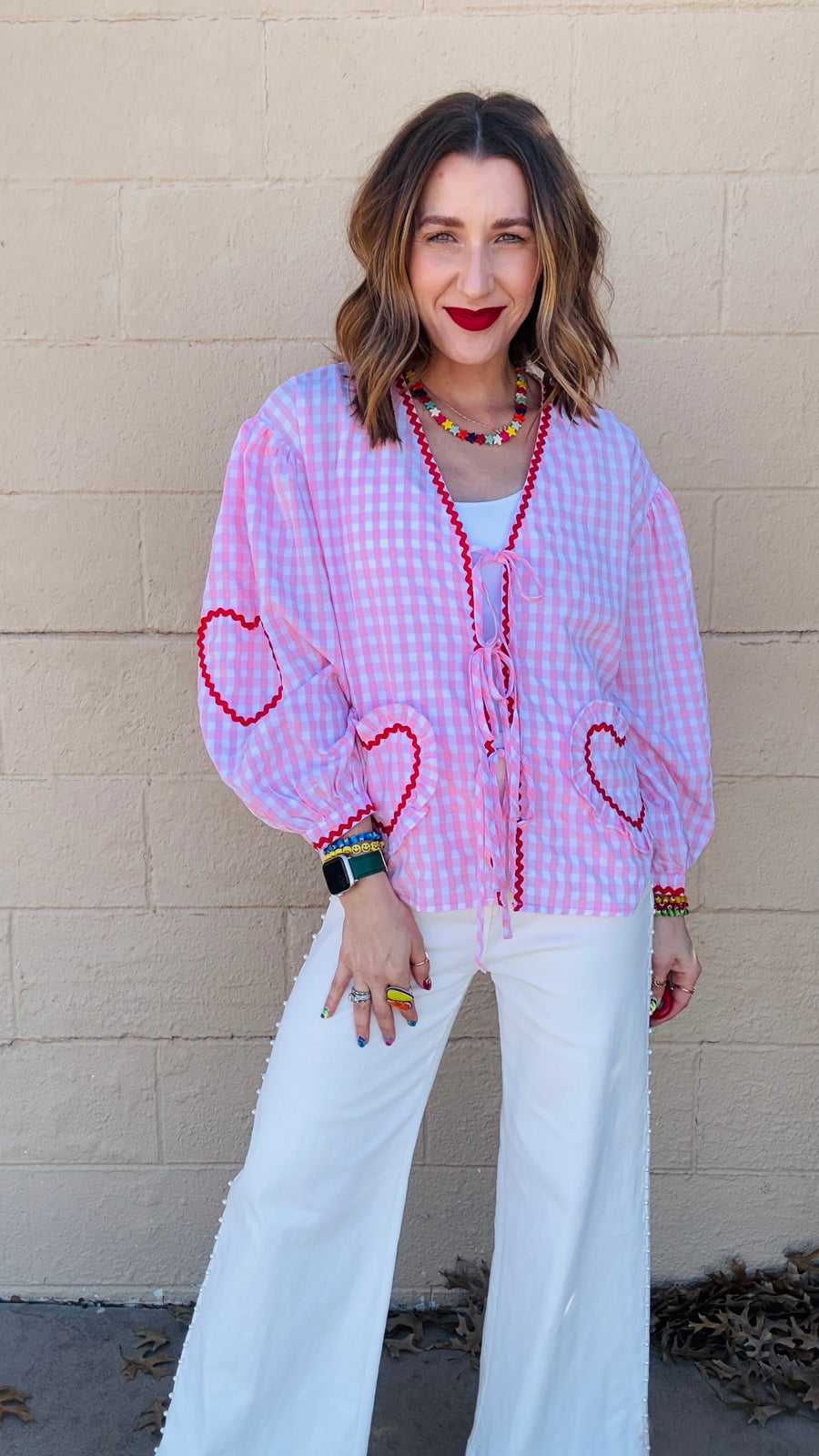 Lover Girl Gingham & Hearts Top