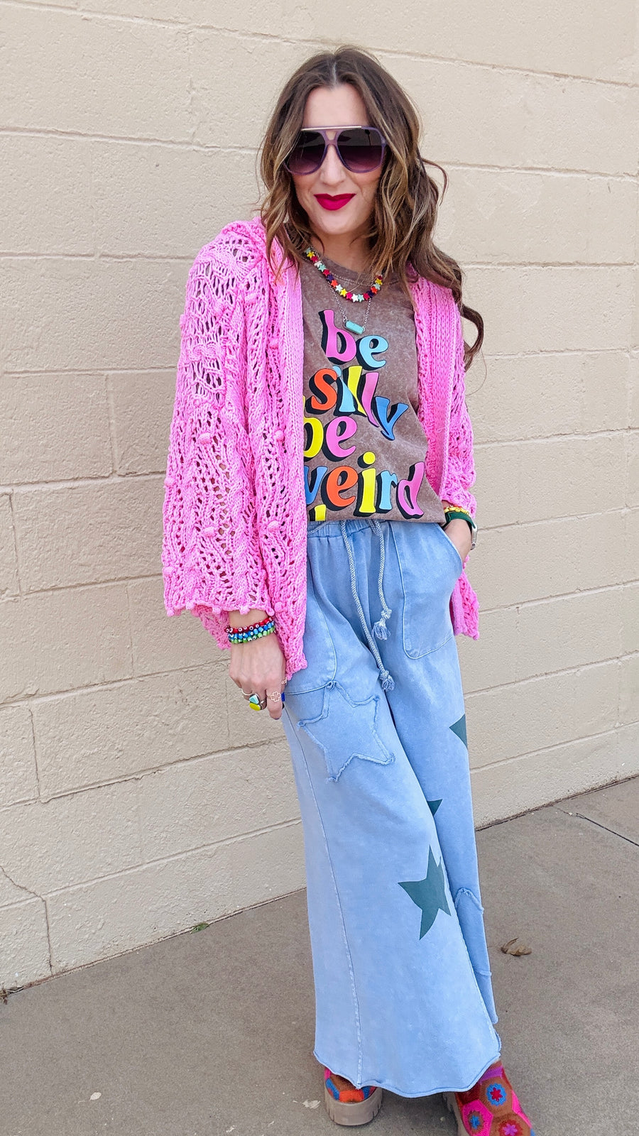 Skyline Breeze Crochet Cardigan-Bubblegum Pink