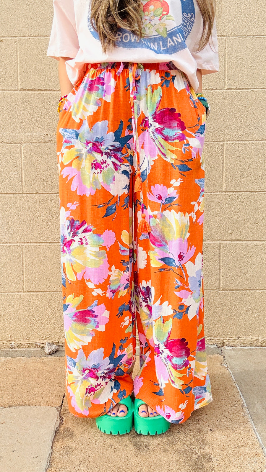 Tropical Bloom Wide-Leg Pants