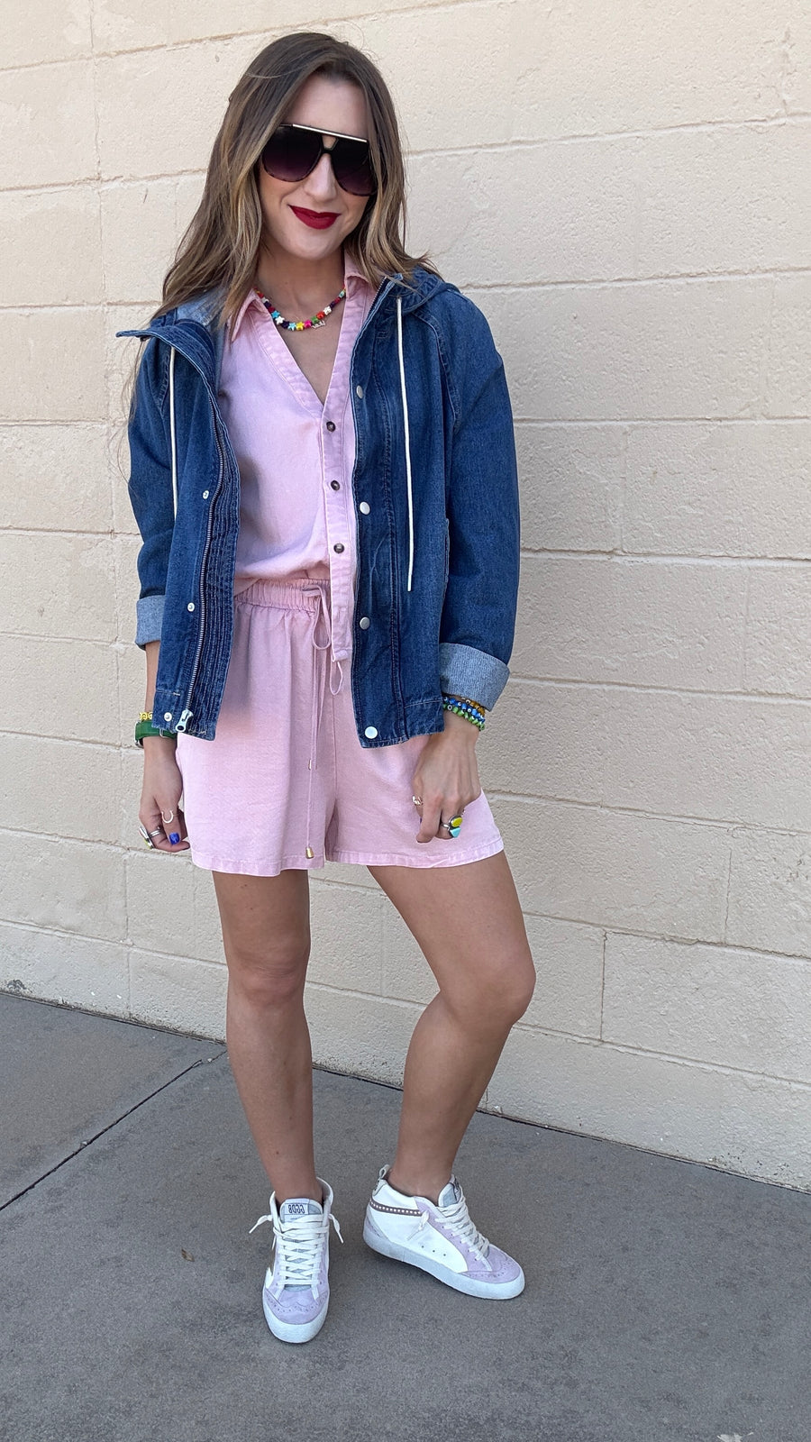 Oversized Raglan Sleeve Denim Jacket - Dark Wash