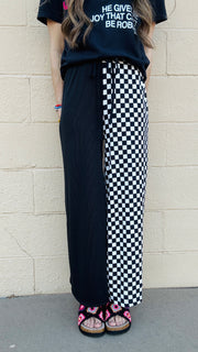 Checkmate Half & Half Pants- Black & White