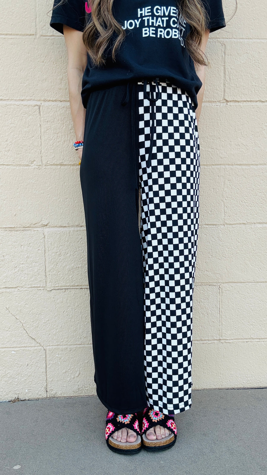 Checkmate Half & Half Pants- Black & White